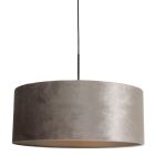 Zwarte hanglamp Sparkled Light 8157ZW met grijs velours kap