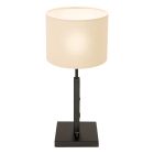 Black table lamp Stang 8161ZW with rotary switch and white coarse linen shade