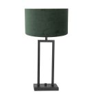 Black table lamp Stang 8212ZW with rotary switch and green velvet shade