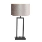 Black table lamp Stang 8213ZW with rotary switch and gray velvet shade