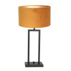 Black table lamp Stang 8214ZW with rotary switch and gold velvet shade