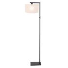 Black floor lamp Stang 8216ZW with switch and white linen shade