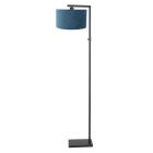 Black floor lamp Stang 8222ZW with switch and blue velvet shade