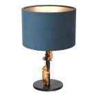 Goud met zwarte tafellamp Animaux 8236ZW met blauw fluwelen kap