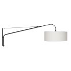 Zwarte wandlamp Elegant Classy 3923ZW met wit grof linnen kap