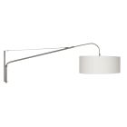 Staalkleurige wandlamp Elegant Classy 9328ST met wit grof linnen kap