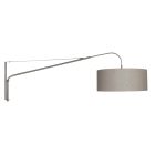 Staalkleurige wandlamp Elegant Classy 9329ST met grijs grof linnen kap