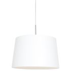 Steel-colored hanging lamp Sparkled Light 9566ST with a white tapered linen shade