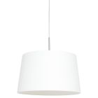 Steel-colored hanging lamp Sparkled Light 9567ST with a white tapered coarse linen shade