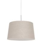 Staalkleurige hanglamp Sparkled Light 9568ST met grijs taps toelopende grof linnen kap