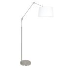 Steel-colored floor lamp Prestige Chic 9718ST with white tapered linen shade