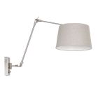 Staalkleurige wandlamp Prestige Chic 9724ST met grijs grof linnen kap