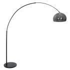 Zwarte vloerlamp / booglamp Sparkled Light 9878ZW met grijs kunststof bol