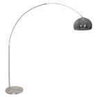 Staalkleurige vloerlamp booglamp Sparkled Light 9879ST met grijs kunststof bol kap