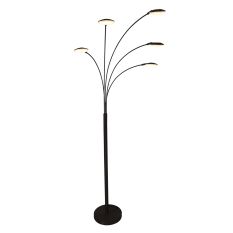 5-light floor lamp Synna 1327ZW – Stylish black arc lamp with LED and dimming function
