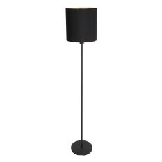 Vloerlamp Noor 1564ZW Zwart inclusief zwart met goud linnen kap