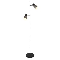 Vloerlamp Fjorgard 1702ZW - stoere 2-lichts lamp in zwart met metaal