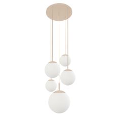 Hanglamp Bollique 2730CR crème 5 lichts designlamp met mat wit glas