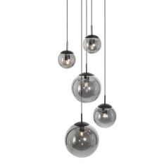 Hanglamp Bollique 2730ZW zwart 5 lichts met smoke glas