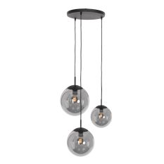 Hanglamp Bollique 3123ZW zwarte 3 lichts lamp met smoke glas