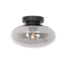 Plafondlamp Reflexion 3387ZW zwarte lamp met smoke glas Ø25 cm