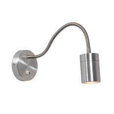 Staal kleurige wandlamp met flexibele arm 3390ST Upround inclusief lichtbron