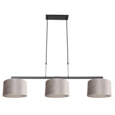 Zwarte 3-lichts hanglamp Stang 3459ZW met grijze velours kappen