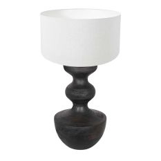 Table lamp Lyons 3478ZW Black with coarse linen white shade and cord switch