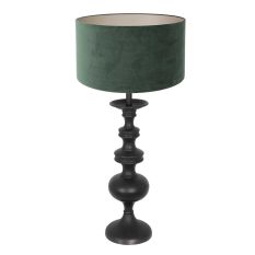 Lampe de table Lyons 3487ZW Noire – Avec Abat-jour en Velours Vert et Interrupteur sur Câble