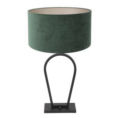 Lampe de table noire Stang 3509ZW avec abat-jour en velours vert et interrupteur