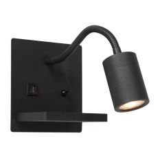 Wall lamp Upround 3654ZW Black with wireless telephone charger