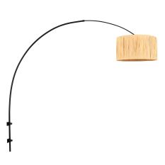 plique murale arquée noire Sparkled Light 3696ZW avec abat-jour en herbe naturelle