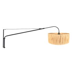 Applique murale noire Elegant Classy 3700ZW avec abat-jour en herbe naturelle
