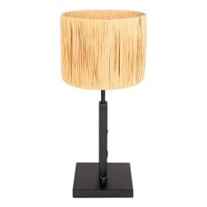 Zwarte tafellamp Stang 3708ZW met draai schakelaar en naturel gras kap