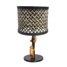 Tafellamp Animaux 3713ZW – met speelse gouden beren en bamboe kap