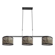 Black 3-light pendant lamp Rod 3743ZW with clear black bamboo shades