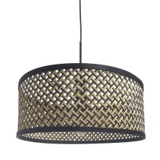 Hanglamp Sparkled Light 3753ZW zwart met zwart/beige bamboe kap