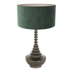 Lampvoet Bois 3762ZW zwart bruin met groene velours kap Greenwave