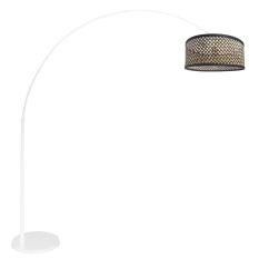 White floor lamp / arc lamp Sparkled Light 3784W with bamboo black natural shade