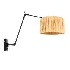 Applique murale noire Prestige Chic 3795ZW avec abat-jour en herbe naturelle