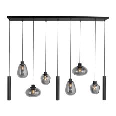 Hanglamp Reflexion 3796ZW zwarte 9 lichts lamp met smoke glas