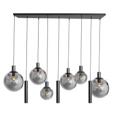 Hanglamp Bollique 3798ZW zwarte 9 lichts lamp met smoke glas