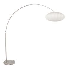 Booglamp Luma Nola 3806ST staal met witte zijden kap