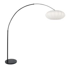 Booglamp Luma Nola 3807ZW zwart met witte zijden kap