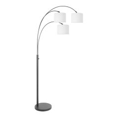 Lampadaire Arc 3 Lumières Sparkled Light 3822ZW avec abat-jours en lin blanc