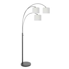 3-lichts vloerlamp Sparkled Light 3825ZW met grof wit linnen kappen