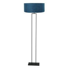 Zwarte vloerlamp Stang 3854ZW met blauwe velours kap Ø50