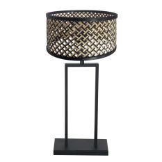 Black table lamp Stang 3856ZW with black beige bamboo shade