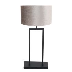 Lampe de table noire Stang 3858ZW avec abat-jour en velours gris