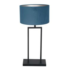 Schwarze Tischlampe Stang 3863ZW mit schwarzem Velourslampenschirm